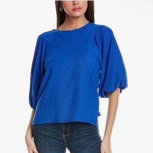 Vince Camuto Electric Blue Puff Sleeve Knit Top size small